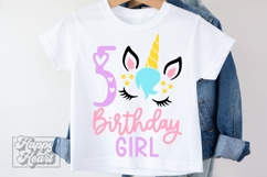 Five Birthday Unicorn SVG - 5th Birthday Unicorn Shirt PNG Product Image 3