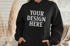 Black Gildan 18500 Hoodie Sweatshirt Mockup, 185 mock up Product Image 1