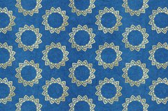 5 Blue Watercolor Seamless Digital Papers with Gold Patterns Product Image 2