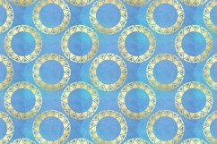 5 Blue Watercolor Seamless Digital Papers with Gold Patterns Product Image 4