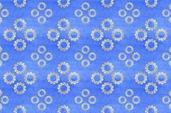 5 Blue Watercolor Seamless Digital Papers with Gold Patterns Product Image 5
