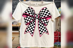 Checkered Bow PNG, Pink Coquette Bow Design, Black White Product Image 5