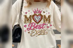 Best Mom Ever PNG, Leopard Rhinestone Mom Design, Pink Glam Product Image 4