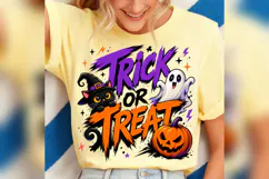 Trick or Treat Halloween Cat Ghost Pumpkin PNG, Spooky Fall Product Image 1