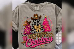 Howdy Christmas PNG, Pink Western Christmas Trees, Cowgirl Product Image 4