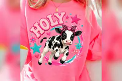 Holy Cow PNG, Cute Calf Leopard Bow Design, Preppy Farm Anim Product Image 5