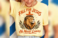 Fall for Jesus Lion PNG, He Never Leaves Christian Autumn Product Image 3