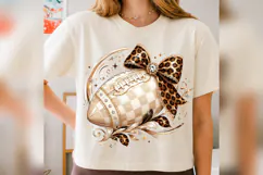 Leopard Bow Football PNG, Neutral Game Day Football, Coquett Product Image 4