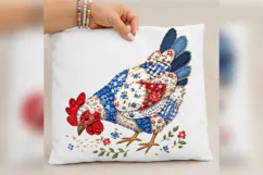 Patriotic Chicken PNG, Patchwork Hen Farmhouse Design Product Image 3