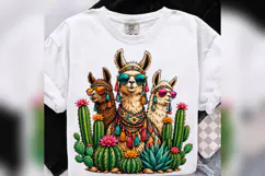 Llama Cactus PNG, Colorful Boho Alpaca Design, Western Deser Product Image 2