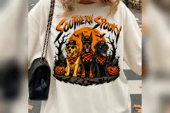 Southern Spooky Halloween Dogs PNG, Pumpkin Dog Trio Shirt Product Image 3