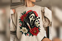 Floral Ghost Face Halloween PNG, Spooky Horror Mug Design Product Image 2