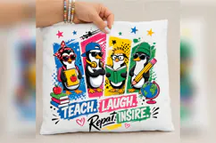 Teacher Penguins Back to School PNG, Teach Laugh Repeat Product Image 4