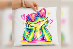 Colorful Frog Heart Glasses PNG, Cute Funky Frog Lover Desig Product Image 4