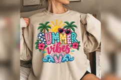 Summer Vibes PNG, Tropical Palm Tree Beach PNG, Hibiscus png Product Image 4