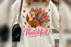 Thankful Turkey PNG, Leopard Bow Thanksgiving Design, Girly Product Image 2