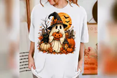 Halloween Ghost PNG, Cute Witch Ghost Pumpkin Black Cat Fall Product Image 5