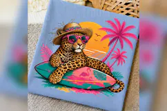 Tropical Leopard PNG, Surfing Leopard Summer Design, Beach Product Image 4