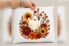 Fall Floral Ghost PNG, Sunflower Halloween Ghost, Autumn Product Image 4