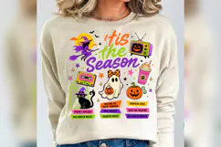 Tis The Season Halloween PNG, Retro Spooky Ghost Witch Pumpk Product Image 5