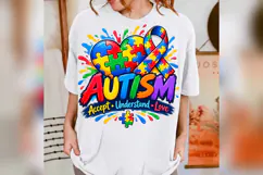 Autism Acceptance PNG, Puzzle Heart Ribbon Design, Neurodive Product Image 5
