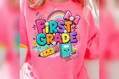 First Grade PNG, Colorful Back to School Design, Cute First Product Image 5