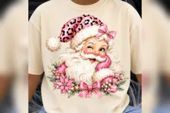 Pink Leopard Santa PNG, Coquette Christmas Santa, Girly Product Image 3