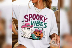 Spooky Vibes Ghost PNG, Western Halloween Design, Cowgirl Pn Product Image 4