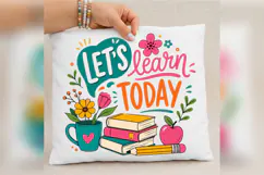 Lets Learn Today PNG, Teacher Back to School PNG, Books Appl Product Image 4
