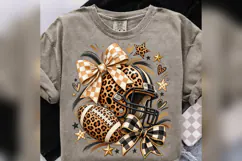 Leopard Football PNG, Coquette Game Day Bow PNG, Checkered Product Image 3