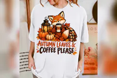 Autumn Leaves Coffee Fox PNG, Cute Fall Fox Design Product Image 4