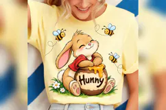 Hunyy Bunny Bee PNG, Cute Rabbit Honey Pot Shirt Design Product Image 1
