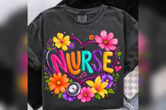 Colorful Nurse PNG, Floral Stethoscope Heart Design, Nurse Product Image 3