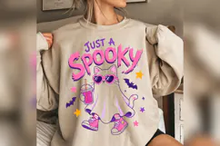 Just a Spooky Cat Halloween PNG, Cute Ghost Cat Shirt Design Product Image 3