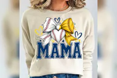 Baseball Mama PNG, Baseball Bow Heart PNG, Coquette Basebal Product Image 5