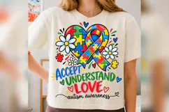 Autism Awareness PNG, Puzzle Heart Ribbon Design Product Image 1