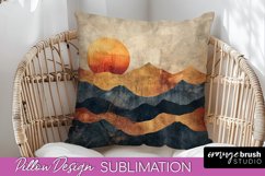 Boho Pillow Cover - Minimalist Landscape Pillow Sublimation Product Image 1