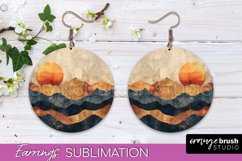 Boho Landscape Round Earring Sublimation, Minimalist Earring Product Image 1