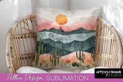 Boho Pillow Cover - Minimalist Landscape Pillow Sublimation Product Image 1
