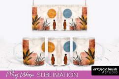 Boho Mug Wrap - Minimalist Landscape Mug Sublimation Design Product Image 1