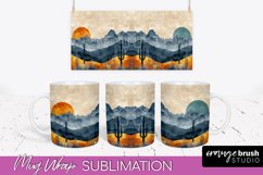 Boho Mug Wrap - Minimalist Landscape Mug Sublimation Design Product Image 1