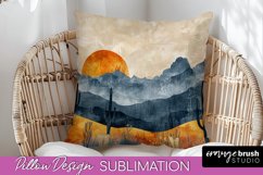 Boho Pillow Cover - Minimalist Landscape Pillow Sublimation Product Image 1