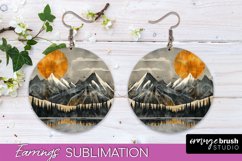 Boho Landscape Round Earring Sublimation, Minimalist Earring Product Image 1