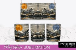 Boho Mug Wrap - Minimalist Landscape Mug Sublimation Design Product Image 1
