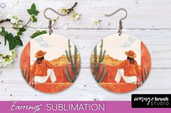 Boho Landscape Round Earring Sublimation, Minimalist Earring Product Image 1