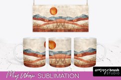 Boho Mug Wrap - Minimalist Landscape Mug Sublimation Design Product Image 1