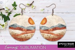 Boho Landscape Round Earring Sublimation, Minimalist Earring Product Image 1