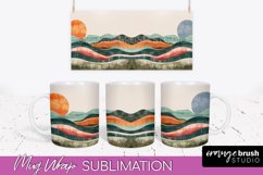 Boho Mug Wrap - Minimalist Landscape Mug Sublimation Design Product Image 1