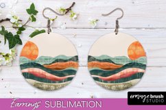 Boho Landscape Round Earring Sublimation, Minimalist Earring Product Image 1