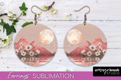 Boho Landscape Round Earring Sublimation, Minimalist Earring Product Image 1